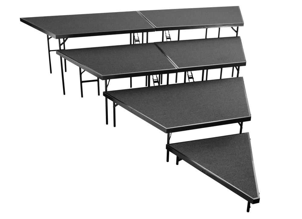 NPS Multi-Level Stage Pie or Rectangular Riser Set - Carpeted or Hardboard Deck - SchoolOutlet