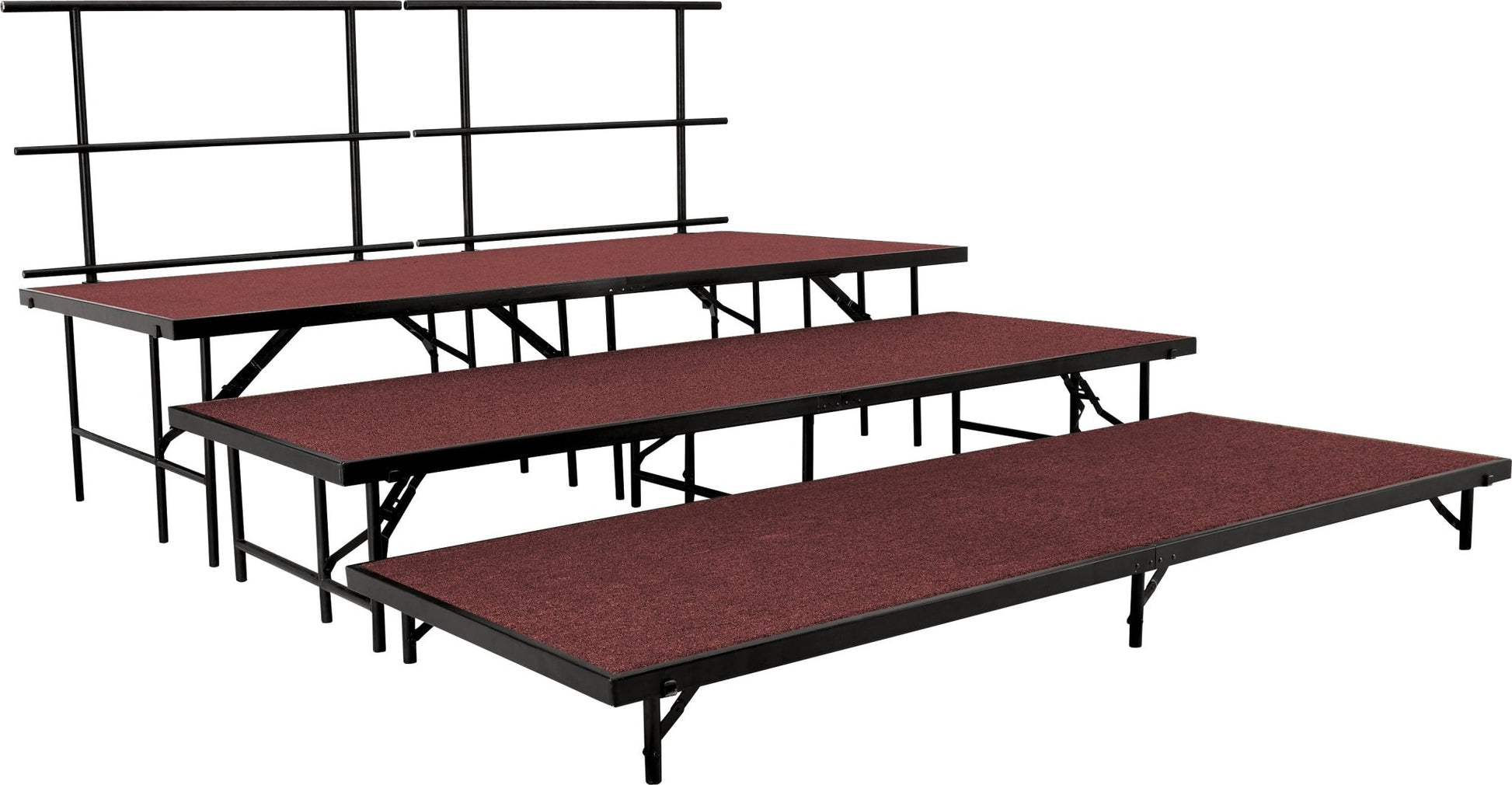 NPS Multi-Level Stage Pie or Rectangular Riser Set - Carpeted or Hardboard Deck - SchoolOutlet