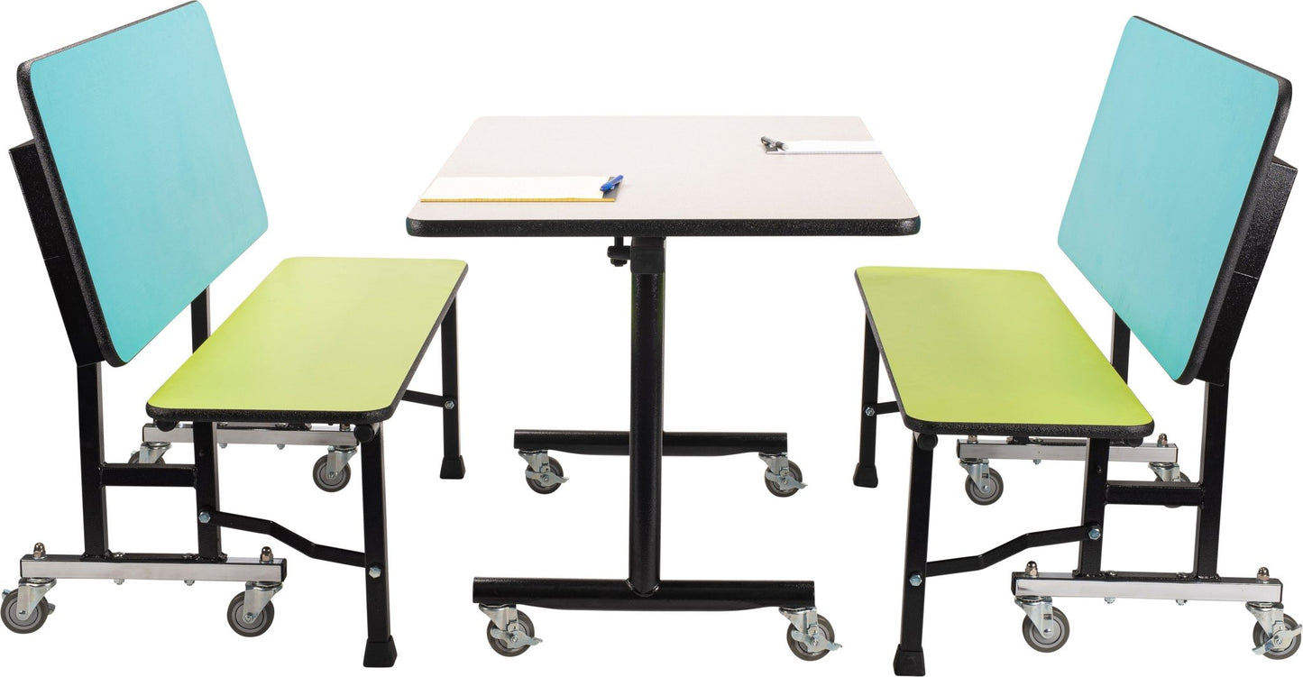 NPS ToGo Booth Set, (1) 24"x60" Table and (2) 60" Benches, Particleboard Core (National Public Seating NPS-TGBTH2460PBTM) - SchoolOutlet