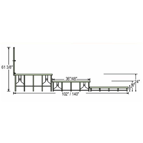 NPS TransPort 3-Level Straight Riser - 18"W x 72"L x 24"H (National Public Seating NPS-TP72) - SchoolOutlet
