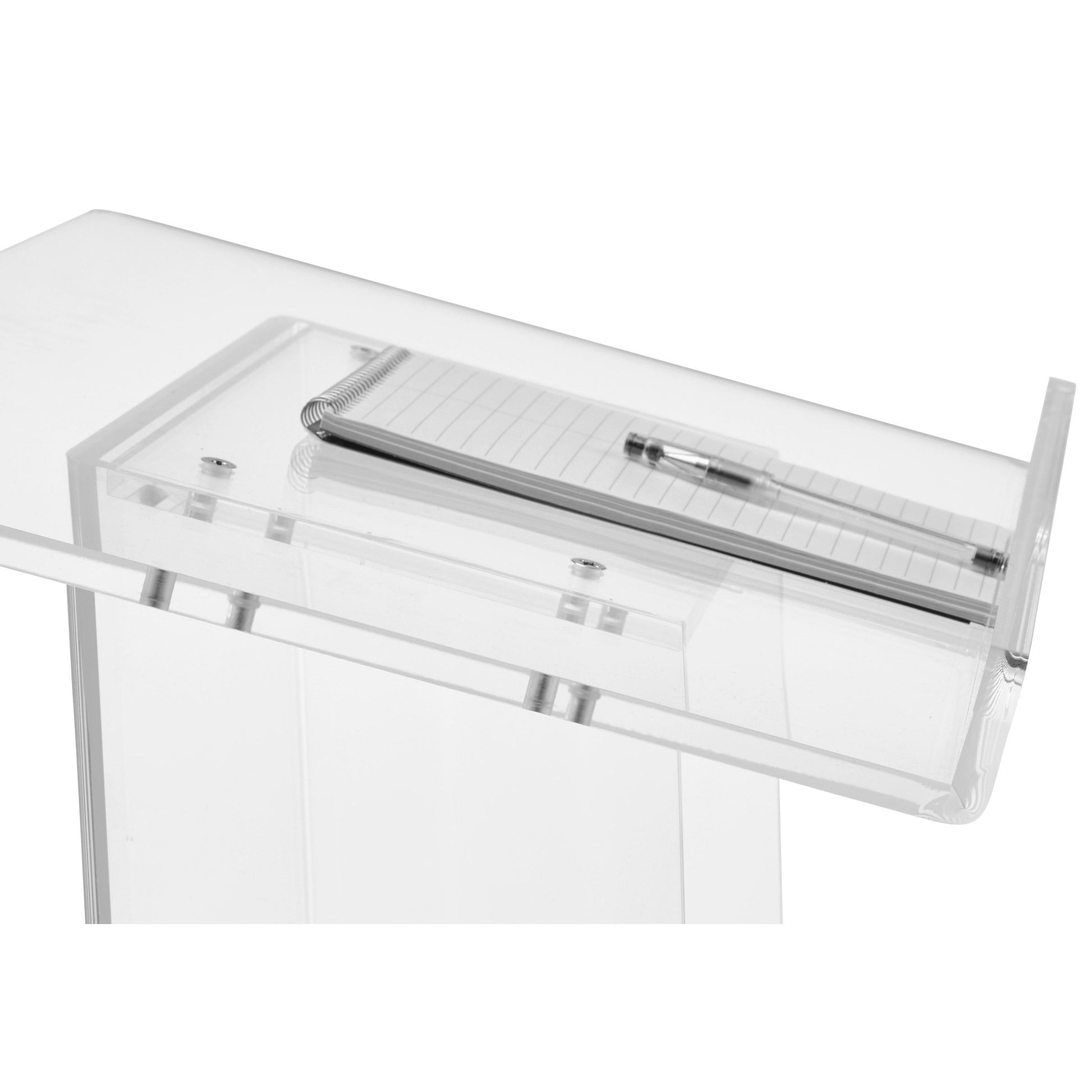 Oklahoma Sound Clear Acrylic Lectern with Shelf (Oklahoma Sound OKL-401S) - SchoolOutlet