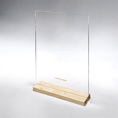 Pacesetter Awards SG2024 - Clear Acrylic And Wood Table Top Sneeze Guard 23 1/2"W x 30 1/4"H x 5 1/4"D - SchoolOutlet