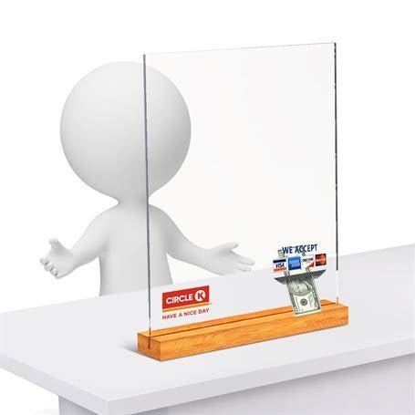 Pacesetter Awards SG2024 - Clear Acrylic And Wood Table Top Sneeze Guard 23 1/2"W x 30 1/4"H x 5 1/4"D - SchoolOutlet