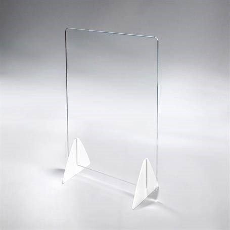 Pacesetter Awards SG2026B - Large Clear Panel Safety Barrier With Designer White Triangle Legs 23 1/2" W x 33.5" H x 9 3/4" D - SchoolOutlet