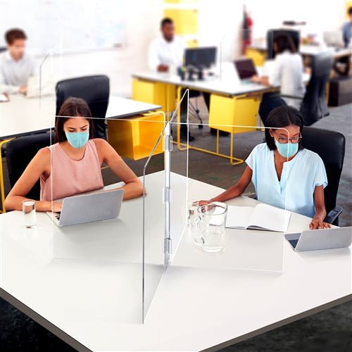 Pacesetter SG2029A - 1/4" Acrylic Small Interlock 4 Panel Tabletop Partition 34" W x 23 1/2" H x 34 1/2" D - SchoolOutlet
