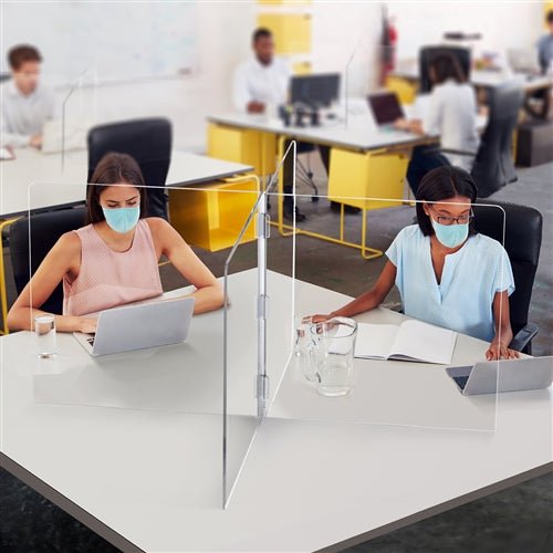 Pacesetter SG2029B - 1/4" Acrylic Large Interlock 4 Panel Tabletop Partition 45" W x 23 1/2" H x 45 1/4" D - SchoolOutlet