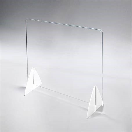 Pacesetter Awards SG2036 - 1/4" Clear Acrylic Horizontal Sneeze Guard With Triangle Legs 31 1/2" W x 25 1/2" H x 9 3/4" D - SchoolOutlet