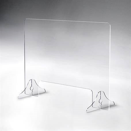 Pacesetter Awards SG2054 - Horizontal Acrylic Table Top Sneeze Guard With Locking Legs And Pass Through 1/4" Thick 31 1/2" W x 23 1/2" H x 9" D - SchoolOutlet