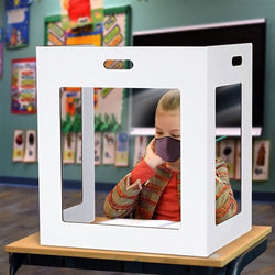Sneeze Guard for Desks - Economical Corrugated Cardboard Barrier 19 3/4" W x 23 1/2" H x 15 1/2" D fits School Desks