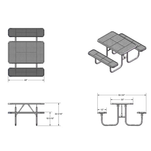 UltraPlay 4' Heavy-Duty Rectangular Outdoor Picnic Table (Playcore PLA-158-V4) - SchoolOutlet