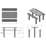 UltraPlay 6' Multi-Pedestal Outdoor Table - Inground Mount (Playcore PLA-349S-V6) - SchoolOutlet