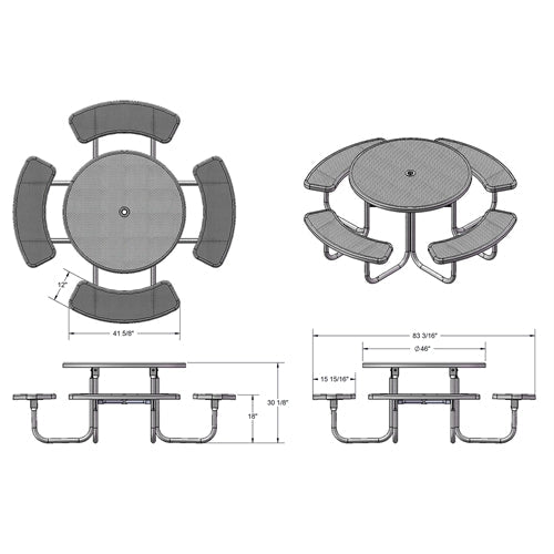 UltraPlay 46" Round Outdoor Picnic Table (Playcore PLA-358-RDV) - SchoolOutlet