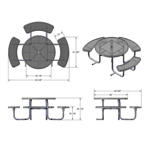 UltraPlay 46" ADA 3-Seat Round Outdoor Picnic Table (Playcore PLA-358H-RDV) - SchoolOutlet