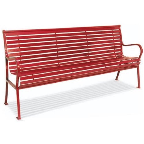 UltraPlay Hamilton Outdoor Bench with Back 6'L - Horizontal Slat (Playcore PLA-91-HS6) - SchoolOutlet
