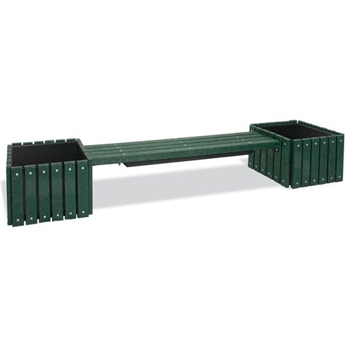 UltraPlay Recycled Outdoor Plastic Bench with 2 Planters (Playcore PLA-992) - SchoolOutlet