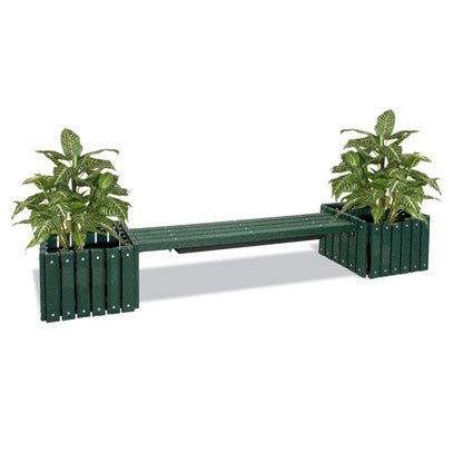 UltraPlay Recycled Outdoor Plastic Bench with 2 Planters (Playcore PLA-992) - SchoolOutlet