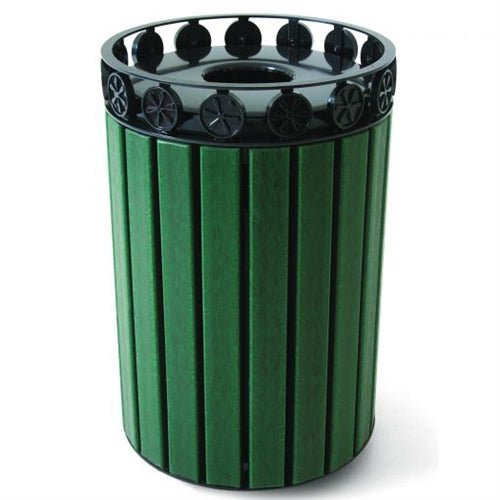 UltraPlay Charleston Outdoor Trash Receptacle - 32 Gallon (Playcore PLA-CH-S32FT) - SchoolOutlet