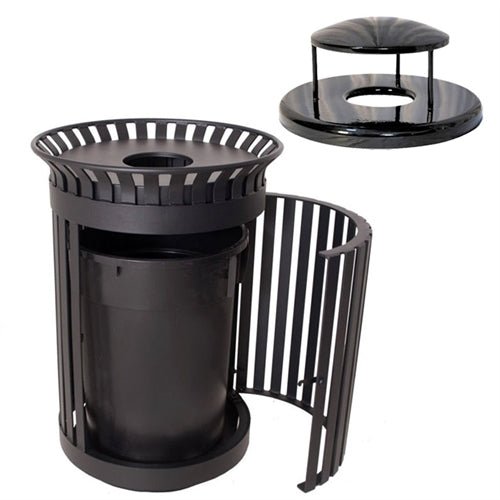 UltraPlay Rain Bonnet Top Wilmington Classic Swing Door Outdoor Trash Receptacle - 36 Gallon (Playcore PLA-CL-36RB) - SchoolOutlet