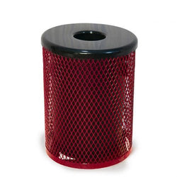 UltraPlay Outdoor Expanded Metal Trash Receptacle w/ Lid & Liner - 32 Gallon