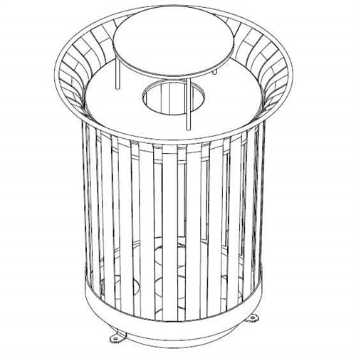 UltraPlay Lexington Outdoor Trash Receptacle with Rain Bonnet Top & Plastic Liner - 36 Gallon (Playcore PLA-LX-36RB) - SchoolOutlet