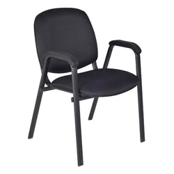 Regency Ace Leather Guest Stacking Chair with Arms (4 pack)- Midnight Black