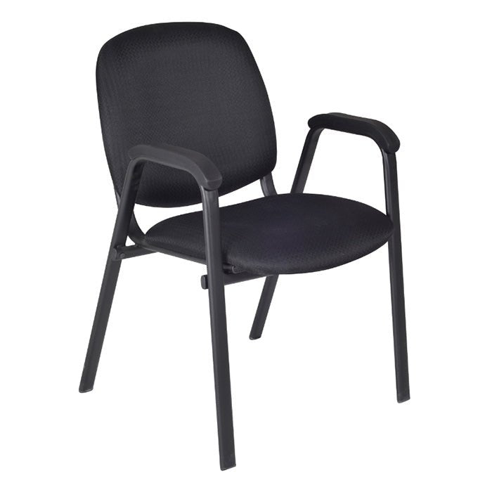 Regency Ace Leather Guest Stacking Chair with Arms (4 pack)- Midnight Black - SchoolOutlet