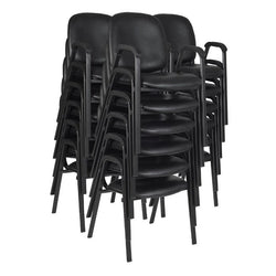 Regency Ace Vinyl Guest Stacking Chair with Arms (18 pack)- Midnight Black