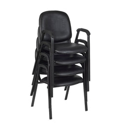 Regency Ace Vinyl Guest Stacking Chair with Arms (4 pack)- Midnight Black