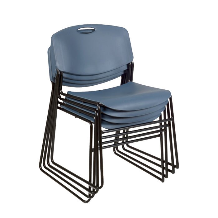 Regency Zeng Ultra Compact Metal Frame Armless Stackable Chair (4 Pack)- Blue - SchoolOutlet