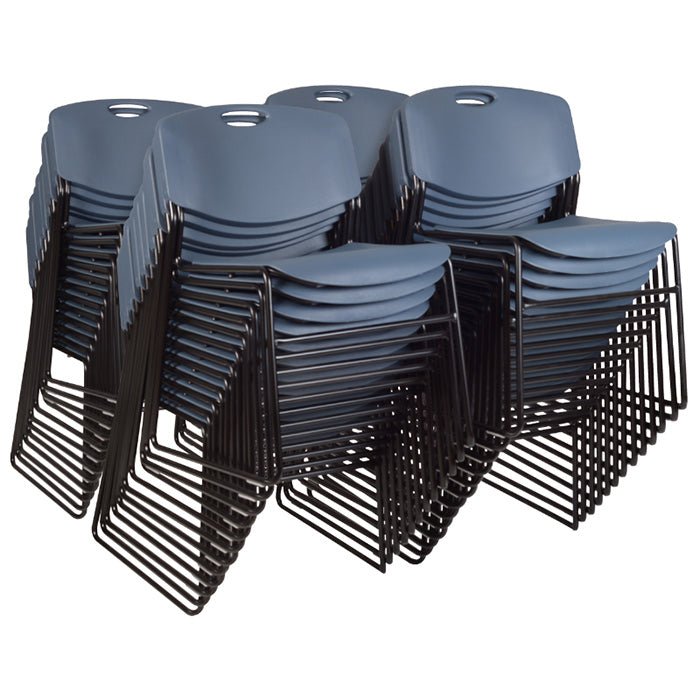 Regency Zeng Ultra Compact Metal Frame Armless Stackable Chair (50 Pack)- Blue - SchoolOutlet