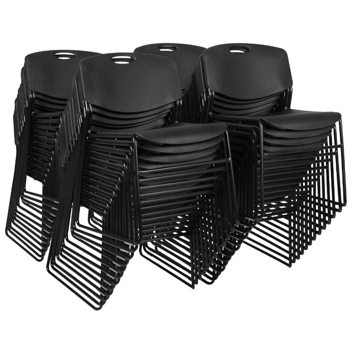 Regency Zeng Ultra Compact Metal Frame Armless Stackable Chair (50 Pack)- Black - SchoolOutlet