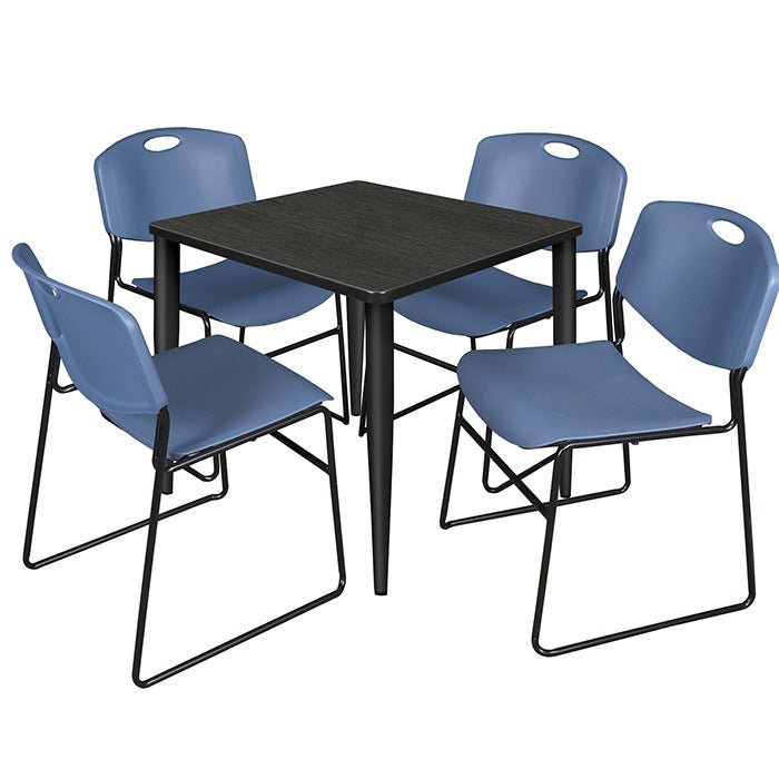 Regency Kahlo 30 in. Square Breakroom Table & 4 Zeng Stack Chairs - REG-TPL303044 - SchoolOutlet