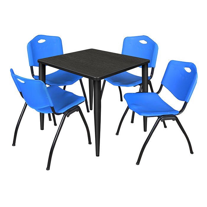 Regency Kahlo 30 in. Square Breakroom Table & 4 M Stack Chairs - REG-TPL303047 - SchoolOutlet