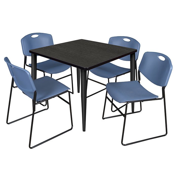 Regency Kahlo 42 in. Square Breakroom Table & 4 Zeng Stack Chairs - REG-TPL424244 - SchoolOutlet
