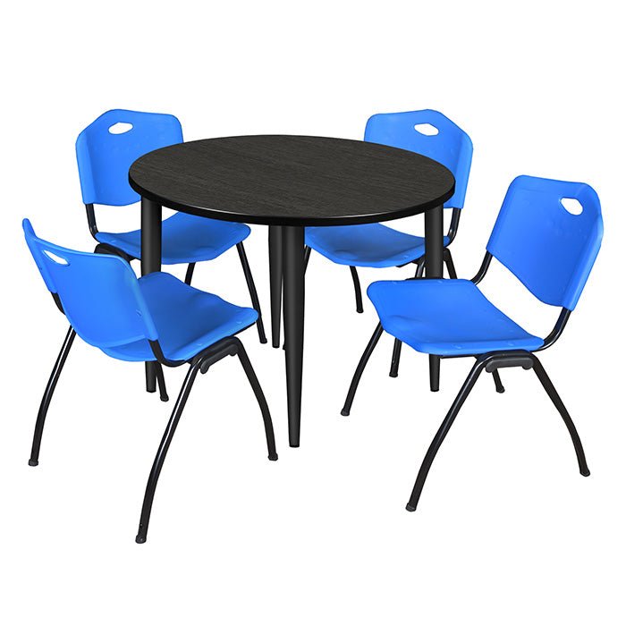 Regency Kahlo 42 in. Round Breakroom Table & 4 M Stack Chairs - REG-TPL42RND47 - SchoolOutlet