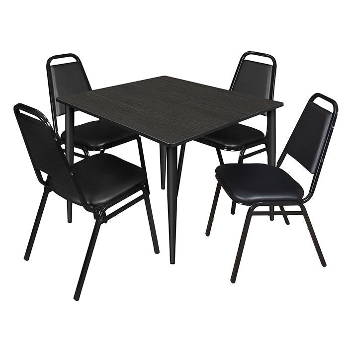 Regency Kahlo 48 in. Square Breakroom Table & 4 Restaurant Stack Chairs - REG-TPL484829 - SchoolOutlet