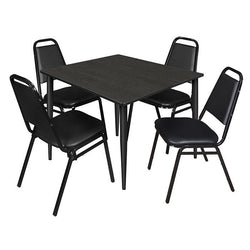 Regency Kahlo 48 in. Square Breakroom Table & 4 Restaurant Stack Chairs - REG-TPL484829