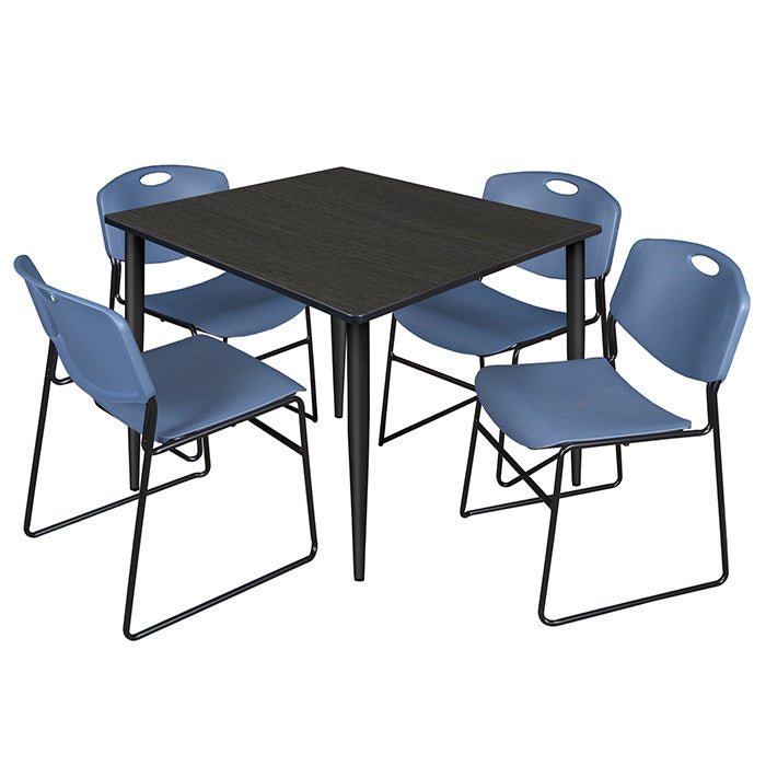 Regency Kahlo 48 in. Square Breakroom Table & 4 Zeng Stack Chairs - REG-TPL484844 - SchoolOutlet