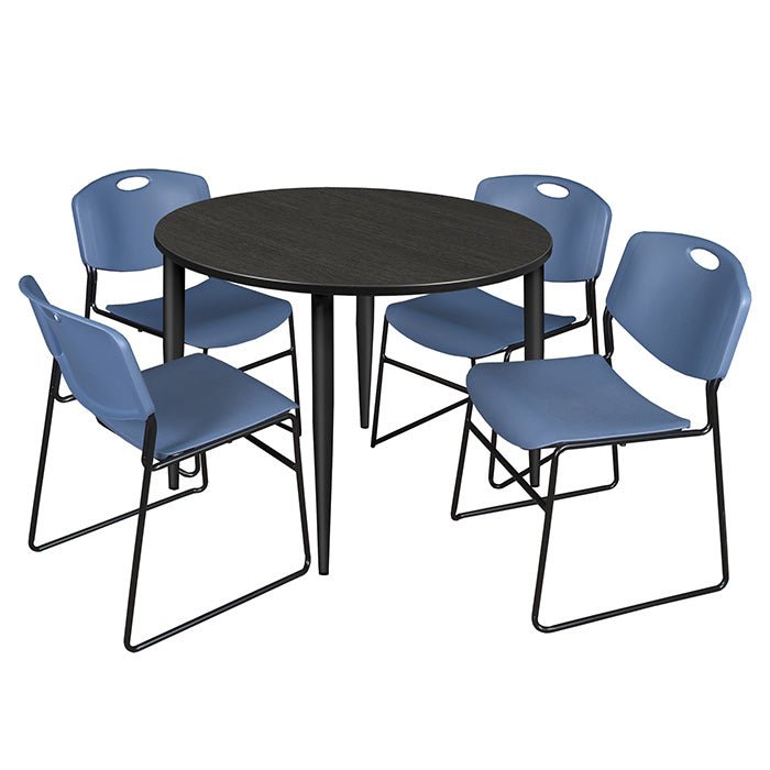Regency Kahlo 48 in. Round Breakroom Table & 4 Zeng Stack Chairs - REG-TPL48RND44 - SchoolOutlet