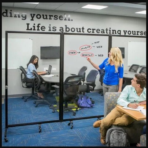 Screenflex CRD3 - Screenflex Acrylic Clear Dividers 10' L x 6' 2" H - 3 Panels - SchoolOutlet