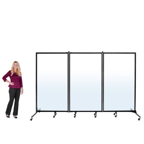 Screenflex CRD3 - Screenflex Acrylic Clear Dividers 10' L x 6' 2" H - 3 Panels - SchoolOutlet