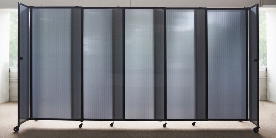 Room Divider Straight Wall Sliding Portable Partition Sound Absorbing Polycarbonate - SchoolOutlet