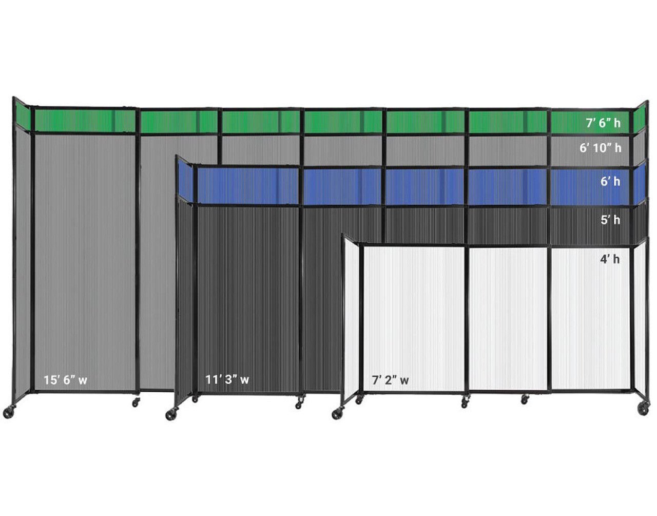 Room Divider Straight Wall Sliding Portable Partition Sound Absorbing Polycarbonate - SchoolOutlet