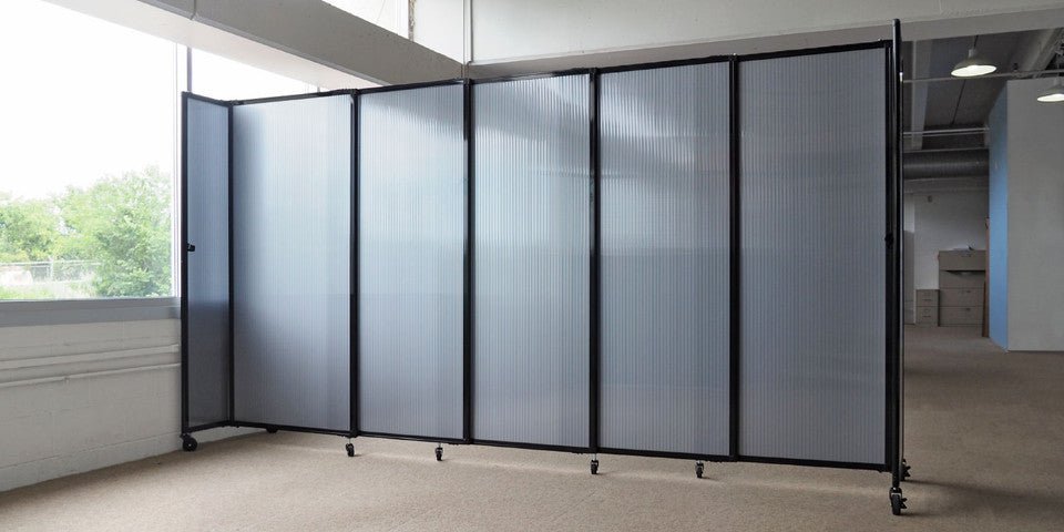 Room Divider Straight Wall Sliding Portable Partition Sound Absorbing Polycarbonate - SchoolOutlet
