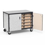 Virco 2301-15TT - Mobile Storage Cabinet With Five Steel Shelves, 15 Tote Trays, 2 Hinged Doors - 48