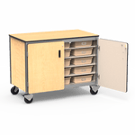 Virco 2301-15TT - Mobile Storage Cabinet With Five Steel Shelves, 15 Tote Trays, 2 Hinged Doors - 48