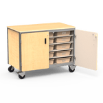 Virco 2301-15TT - Mobile Storage Cabinet With Five Steel Shelves, 15 Tote Trays, 2 Hinged Doors - 48