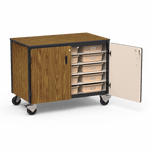 Virco 2301-15TT - Mobile Storage Cabinet With Five Steel Shelves, 15 Tote Trays, 2 Hinged Doors - 48