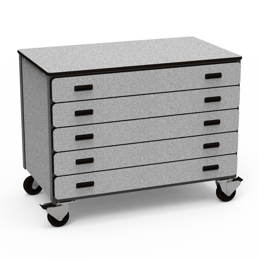 Virco 2325 - Mobile Storage Cabinet With Five Paper Drawers - 48"W x 28"D x 36"H (Virco 2325) - SchoolOutlet