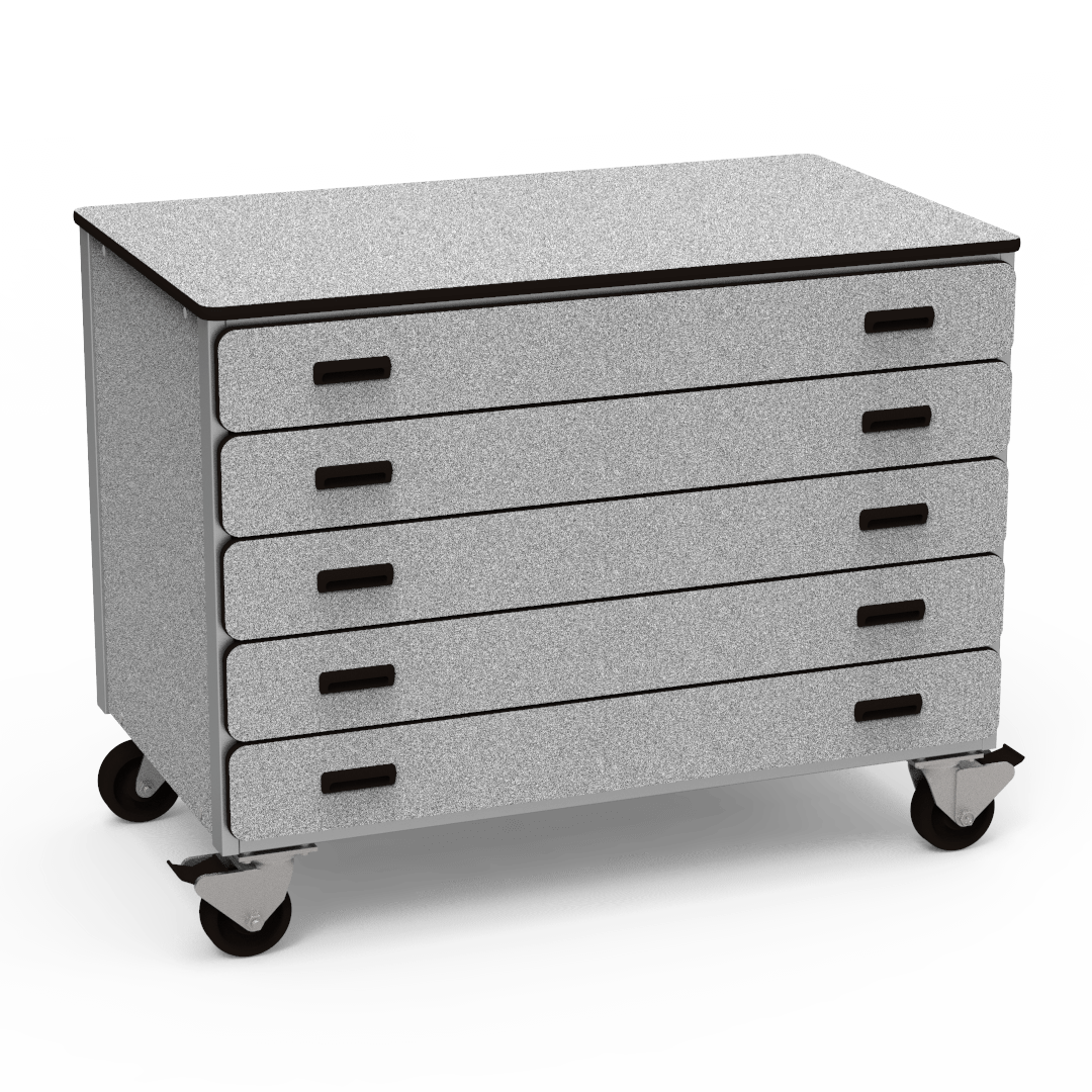 Virco 2325 - Mobile Storage Cabinet With Five Paper Drawers - 48"W x 28"D x 36"H (Virco 2325) - SchoolOutlet